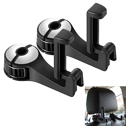 2 pezzi Gancio Del Sedile Posteriore Dell'auto per Cellulare, Ganci per Poggiatesta Auto Supporto per Cellulare, per Borse, Borsette, Borse Della Spesa(Argento)