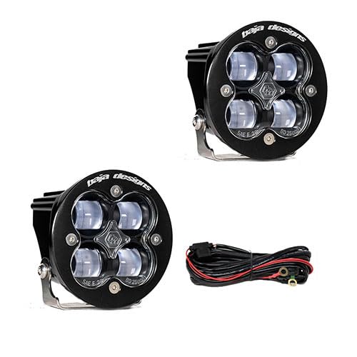 Baja Designs Squadron-R SAE LED Auxiliary Light Pod - Universal Fit with Wiring Harness, 2 LEDs (Clear)