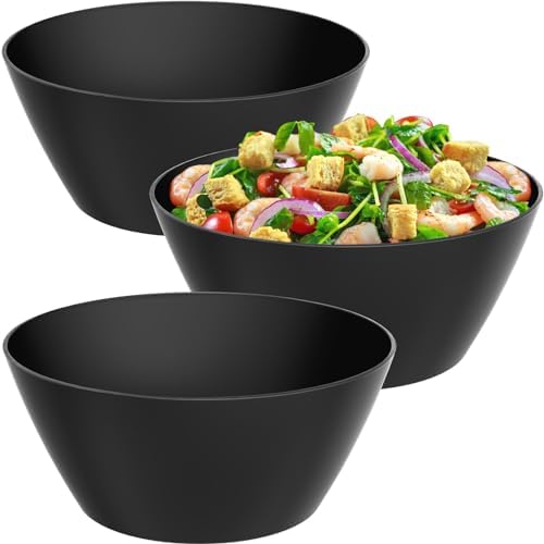 VnkloMes 10 inch Bowls for Salad, Large Black Salad