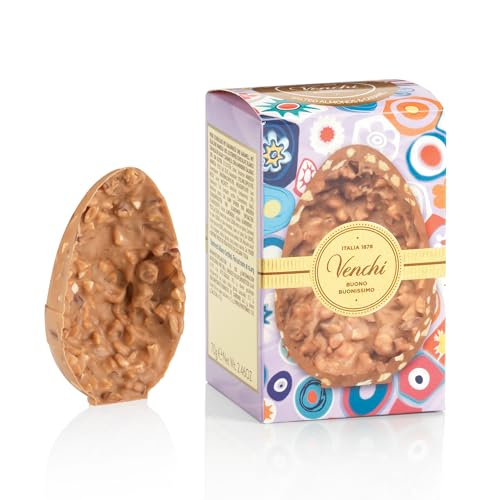 Venchi - Huevo de Chocolate Mignon, Sabor Gourmet Almendra Salada y Caramelo, 70 gr, Sin Gluten, Sin Sorpresa, Colección Pascua, Idea de Regalo