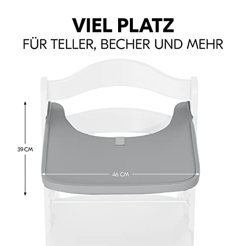 hauck Holz Essbrett für Alpha+ & Beta+ Holzhochstuhl Alpha Wooden Tray, für Kinder 6-36 Monaten, Esstisch aus FSC® zertifiziertem Buchenholz mit Erhöhtem Rand (Grey)