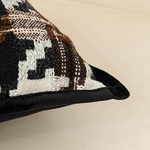 Alerfa 20 X 20 Inch Brown Off White Black Houndstooth Cushion Case Luxury Modern Cotton Velvet Square Throw Pillow Cover Decorative Pillow For Couch Sofa Living Room Bedroom Car 50 X 50Cm thumb #6
