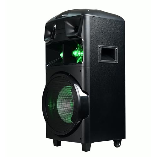 Image of FRONTECH Cruz TWS Wireless Bluetooth 100W 5.0 Trolley Speaker with RGB Lights, Wireless Mic, Up to 5.5 Hours Playtime, 1.0 Channel (Black, SW-0205)