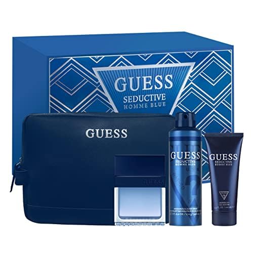 Guess Seductive Homme Blue 3.4oz EDT Spray, 6.0oz Deodorant Body Spray, 3.4oz Shower Gel, Pouch Men 4 Pc Gift Set - Image 2