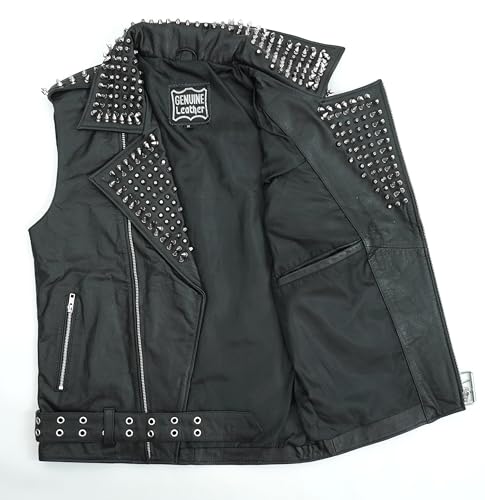 Image of Motorcycle Leather Vest For Men - Tactical Combat Military Style Sleeveless Biker Club Riding Outdoor Waistcoats