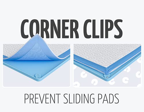 Image of Skywin TidyFriend Pee Pad Holder Tray for 30 x 23 InchesPeepad with Corner Clips, 2 Pack Silicone Dog Potty Tray, Easy to Clean No Spill Dog Potty Training Pad Holder (Blue)