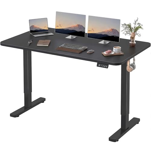 Furmax 55 x 24 Inches Electric Height Adjustable Standing Desk Large Sit Stand Up Desk Home Office Computer Desk Memory Preset with T-Shaped Metal Bracket, Black