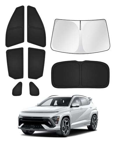 Image of Canvcle Sunshades for Hyundai Kona 2024 2025 2026 Accessories Windshield Sun Shade Side Rear Window Shade Cover Sun Visor Shield Privacy Protection Keep Vehicle Cool Black 8PCS