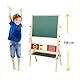 Idena 20177 - Magnetstandtafel für Kinder, ca. 76 x 38 x 118 cm, Doppelseitige Magnettafel aus FSC Holz, Kreidetafel inkl. Ablage, Abacus und Uhr