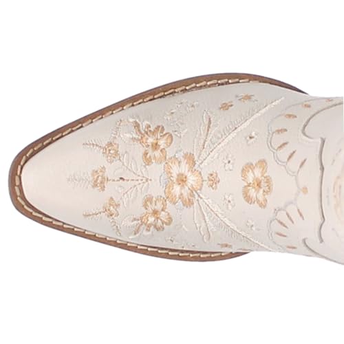 Dingo Womens Full Bloom Floral Round Toe Casual Boots Knee High Mid Heel 2-3" - Black4