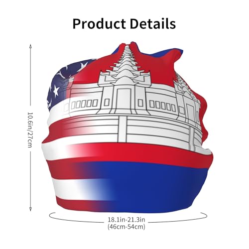 American Flag and Cambodian-Flag Children Hip Hop Knitted Hat Kids Elastic Leisure Knit Cap Warm Sleep Beanies Black2