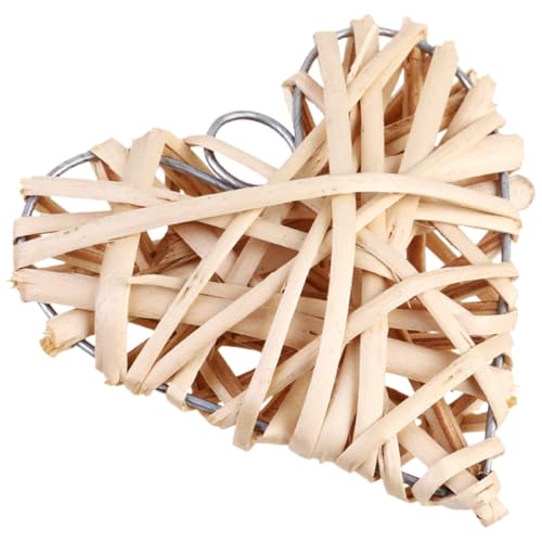 COHEALI Pendentif Boule Cœur Tressé en Osier Naturel 10 Cm, Décoration Murale Rustique Beige pour Mariage et Fête, Ornement Suspendu pour Intérieur et...