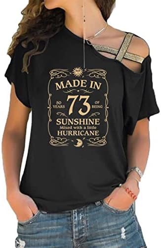 Made in 73 50th Birthday Short Sleeve T Shirt Graphic Print Cross Straps Women Gifts Vintage Tops