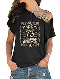 Made in 73 50th Birthday Short Sleeve T Shirt Graphic Print Cross Straps Women Gifts Vintage Tops