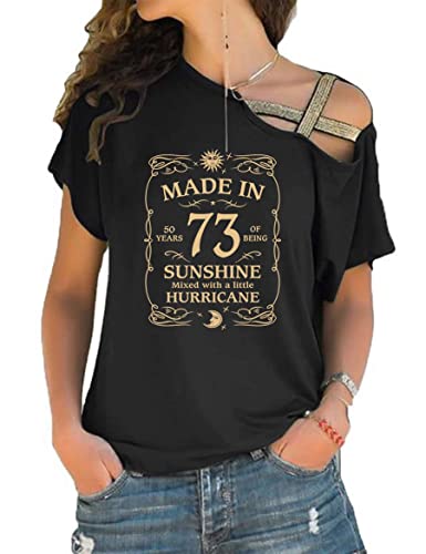 Made In 73 50Th Birthday Short Sleeve T Shirt Graphic Print Cross Straps Women Gifts Vintage Tops #TOP3