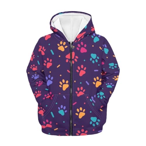 Sweat à capuche fille molletonné doux et zippé avec poche graphique isolante