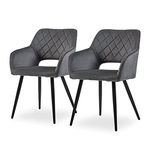 Clipop Juego De 2 Sillas De Comedor, Sillas De Cocina Con Reposabrazos Y Patas De Metal, Sillas De Salón Para Comedor, Dormitorio Y Despacho 1, Terciopelo-Gris Oscuro Clipop Juego De 2 Sillas De Comedor, Sillas De Cocina Con Reposabrazos Y Patas De Metal, Sillas De Salón Para Comedor, Dormitorio Y Despacho 1, Terciopelo-Gris Oscuro