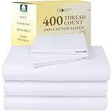 California Design Den Split King Sheets Sets for Adjustable Bed - Soft 400 Thread Count Sateen, Natural 100% Cotton Sheets, Deep Pockets for a Snug Fit, Durable Bedding Set - White