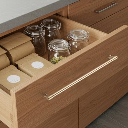 Image of Ravinte 2 Pack 12-3 /5 Inch Hole Center Solid Kitchen Cabinet Handles Champagne Bronze Dresser Pulls Cabinet Drawer Pulls for Kitchen Cupboard Hardware