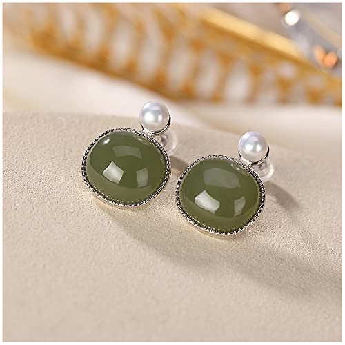 Boucles d'oreilles argent résistant et jade vert anti-allergie