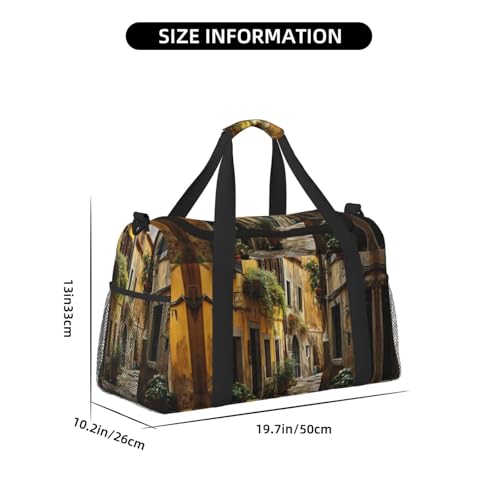 Italian Old Street print Weekender Overnight Carry On Bag Gym Luggage Bag Duffel Bag for Travel Women4