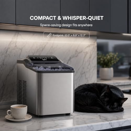 Image of Typhur Fast Nugget Ice Maker, 35lbs /24H Pebble Chewable Ice Machine Countertop, Powerful Self-Cleaning Pump with 8-Pack Cleaner, Stainless Steel, Dual Ice Scoops for Camping, Home, RV