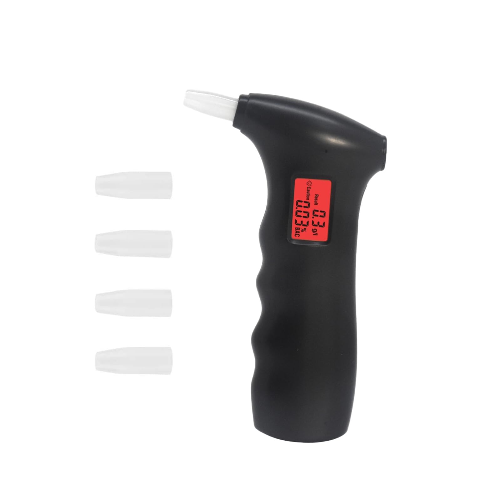 Alcohol Tester, Professional Accuracy Breathalyzer, Portable LCD Digital Display Alcohol Tester with 5 Mouthpieces for Home Black