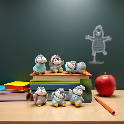 Image of Cute Penguin Spa Figurines Set of 6, Kawaii Penguin Bathroom Decor, Relaxing Wellness Penguin Statues, Mini Animal Desk Decor for Home, Spa, Shelf and Gift Display