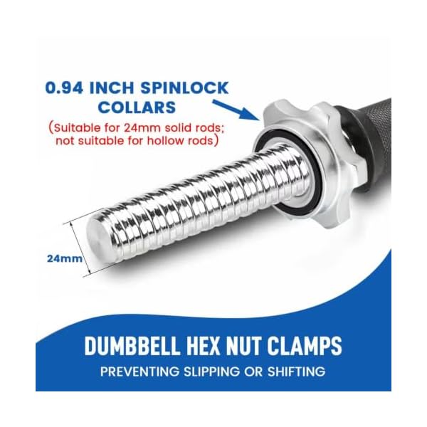 1 Inch Spinlock Collars | Anti-Slip Dumbbell Hex Nut Clamps | Secure Screw Collars - Image 4