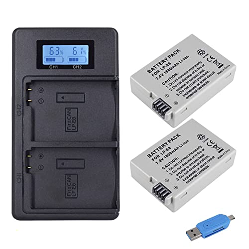 CITYORK 1800 mAh 7,4 V LP E8 LPE8 LP E8 2X Batería + LCD Dual Cargador para Canon EOS 550D 600D 650D 700D X4 X5 X6i X7i T2i T3i