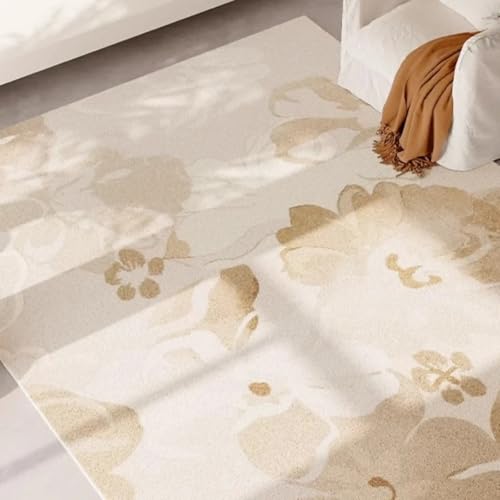 Tapis de salon floral beige doré 150x240cm abstrait - 3