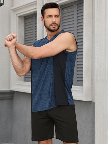 AMVELOP 4 Pack Men's Workout Tank Tops Sleeveless Quick Dry Gym Muscle Shirts4