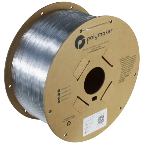 Image of Polymaker PC Filament 1.75mm, Clear Polycarbonate Filament 1.75mm 3kg Cardboard Spool - PolyLite Transparent PC Filament, Strong & Tough & Heat Resistant 1.75mm 3D Printer Polycarbonate Filament