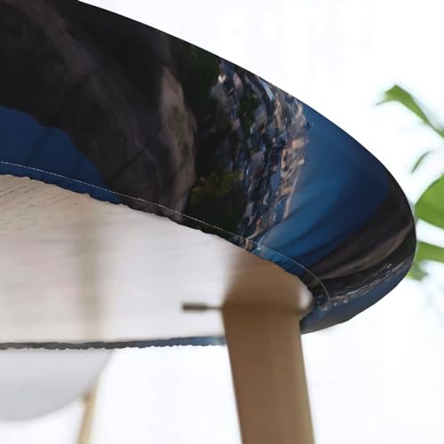 Nappe ronde ajustée élastique table manger antidérapante polyester imperméable - 6