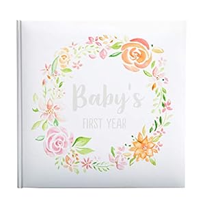 Kate & Milo Floral Baby’s First Year Memory Book, Baby Milestones Photo Album, Trendy Baby Girl Gift