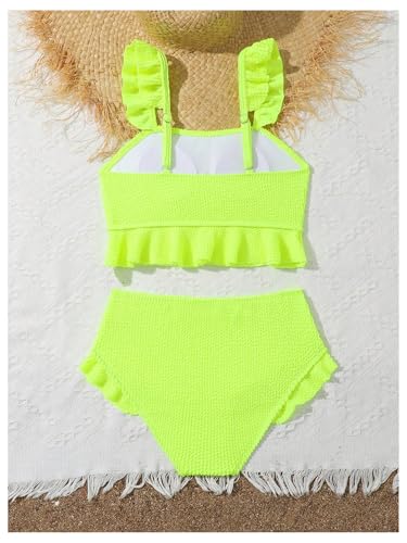 Image of Floerns Girl's 2 Piece Bathing Suit Ruffle Trim Summer Bikini Swimsuit
