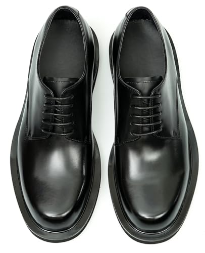 Santimon Oxfords Shoes for Men Formal Dress Derby Genunie Leather Plain Toe Modern Suit Shoes Men's Fashion Lightweight Prom Wedding Tuxedo Business Causal Comfortable Shoes4