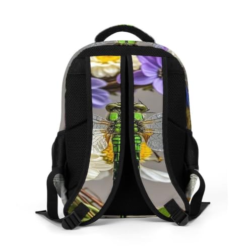 Mochila de viaje con compartimento para portátil y estampado de libélula resistente 5