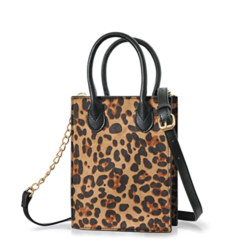 Bolso mini tote de hombro con estampado de leopardo miniatura 1
