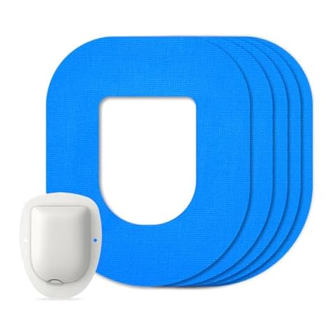 HONYOU 25Pack Omnipod 5 Adhesive Patches Waterproof & Sweatproof, Omni Pod Patches Pre-Cut Pod Pals Omnipod 5 Adhesive Overlay Hypoallergenic & Latex Free Omnipod 5 Overpatches, Blue Cover
