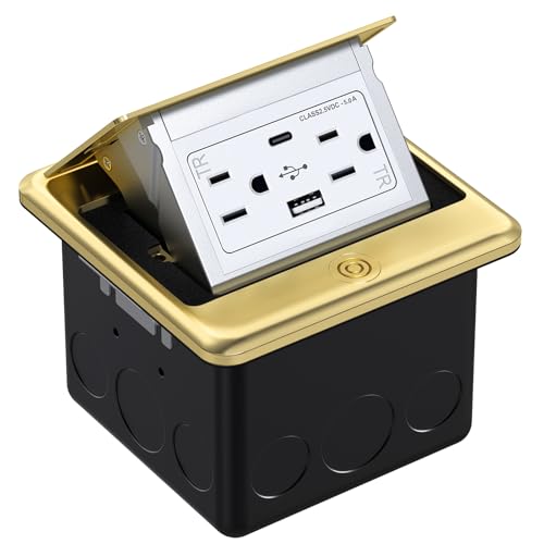 Boîtier de sortie de sol pop-up prise USB encastrable sol doré