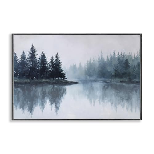 Indigo Tree Reflection Landscape, 20 x 30 Inch Framed Giclée Print