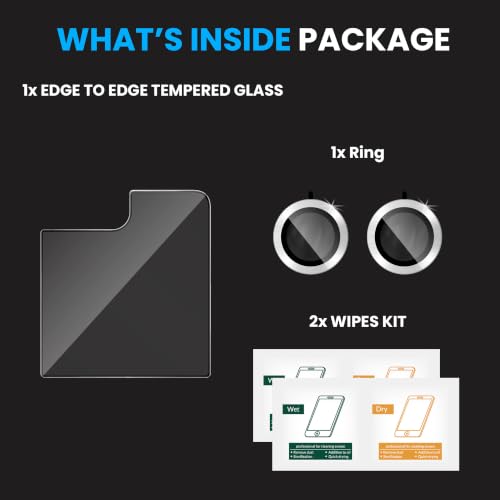 Image of ArmourPro Edge to Edge Tempered Glass for Samsung Galaxy Z Flip 8 with Silver Camera Ring Guard, 9H Screen Protector, Anti-Scratch, Anti-Fingerprint, Bubble-Free Installation Kit