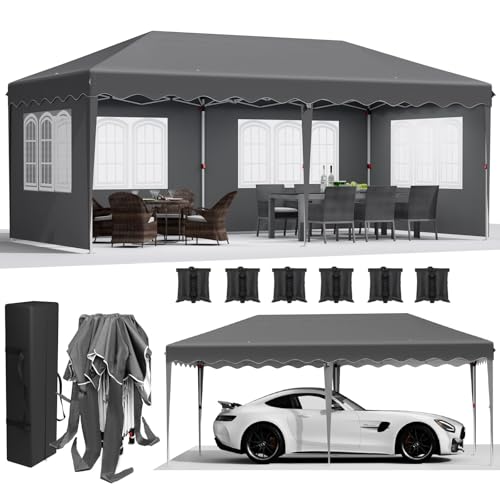 Tonnelle Pliante 3x6 Tente de Jardin Impermeable Gris