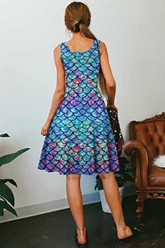 Uideazone Womens Fish Scale Stylish Sleeveless Flare A-Line Dress For Wedding Summer Casual Party thumb #4
