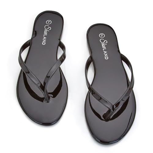 Image of Shoe Land Thong Flip Flops for Women, Memory Foam Flat Sandals, Lightweight Summer Slides, Non Slip Comfort Sandals for Beach, Travel and Everyday Wear