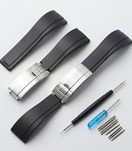 Sight Focus 20Mm Rubber Watch Band For Rolex Daytona,Submariner 40,Yacht-Master 40,Gmt-Master 40,Sea Dweller 40,Air-King 40,Datejust 36,Day-Date 36/40,Explorer 39/40,Milgauss 40,Oyster Perpetual 39,Wristband For Tudor Omega/Seiko/Citizen Watchband Strap #TOP21