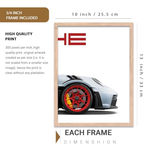 Image of HOTHOUSE Big Porsche Cars Framed Posters Gift Items for Boys Room Wall Decoration Bedroom Living Room Office Studio Decor | Car Poster Frame for Wall Decor Set Of 3 Size (10 X 13 inch)
