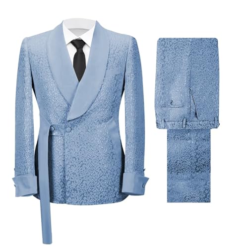 Men's Floral Suit 2 Piece Jacquard Suits for Men Double Breasted Suits Shawl Lapel Tux for Wedding3