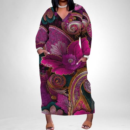 Image of Womens African Dresses Sexy Casual T-Shirt Dresses Long Sleeve Oversized Baggy Summer Sundress